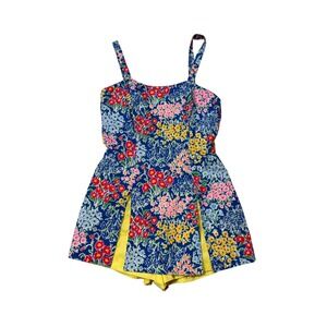 Vintage 1960s Gabar Floral Swimsuit Romper – Size 14 (Fits XS–S)